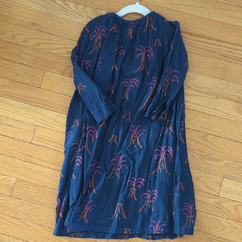 Bobo Chooses Navy Dress with Pink and Orange Palm Tree Print